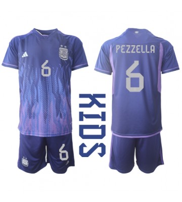Argentina German Pezzella #6 Bortedraktsett Barn VM 2022 Kortermet (+ Korte bukser)